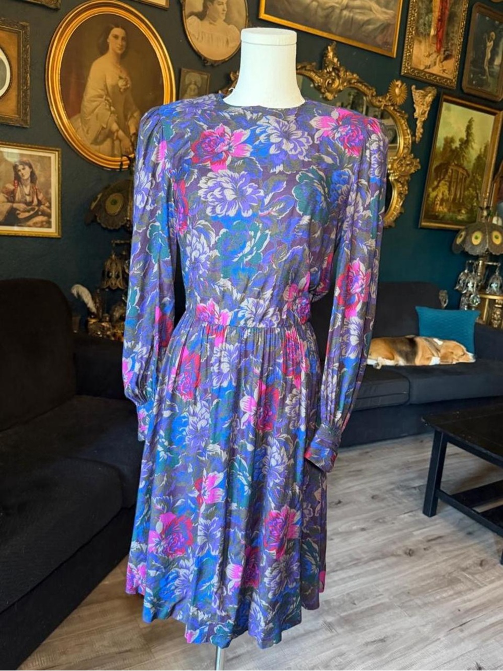 Vintage 1970s Neiman Marcus Floral Dress